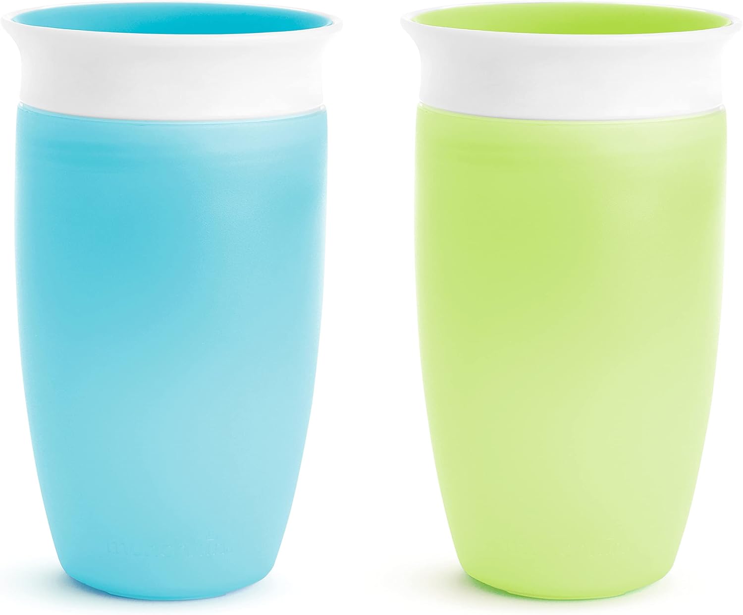 Munchkin Copo de Transição Miracle 360° Antirespingos – Sem Bico, 296ml, Kit com 2, Verde/Azul, +12 Meses
