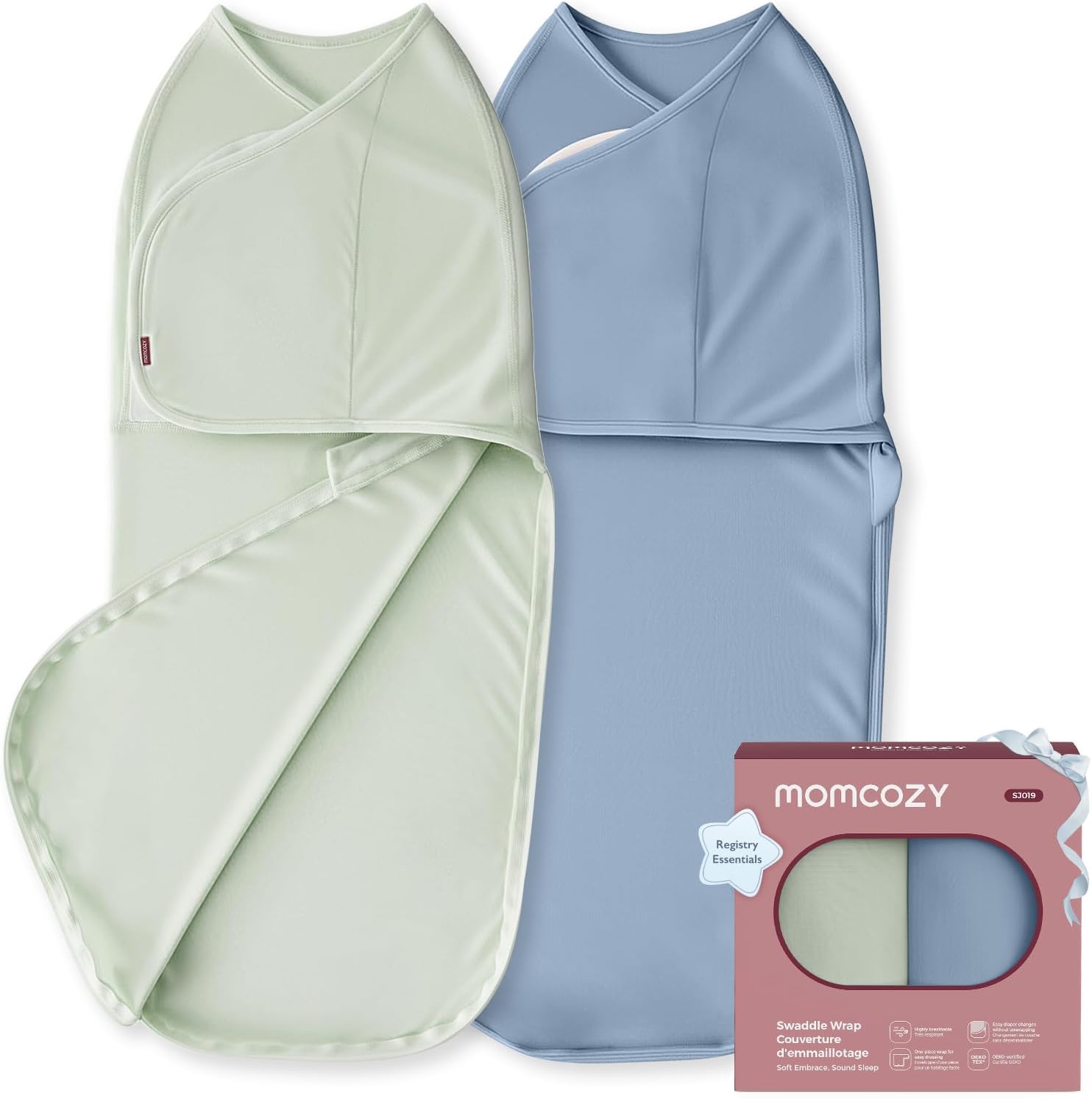 Momcozy Swaddle para Recém-Nascidos – Fecho Silencioso, Saco de Dormir 0-3 Meses, Kit com 2 Unidades