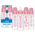 Dr. Brown's Mamadeira Anticólica Options+ Estreita – Floral Rosa, 250ml, Bico Nível 1 Fluxo Lento, Kit com 4, 0m+