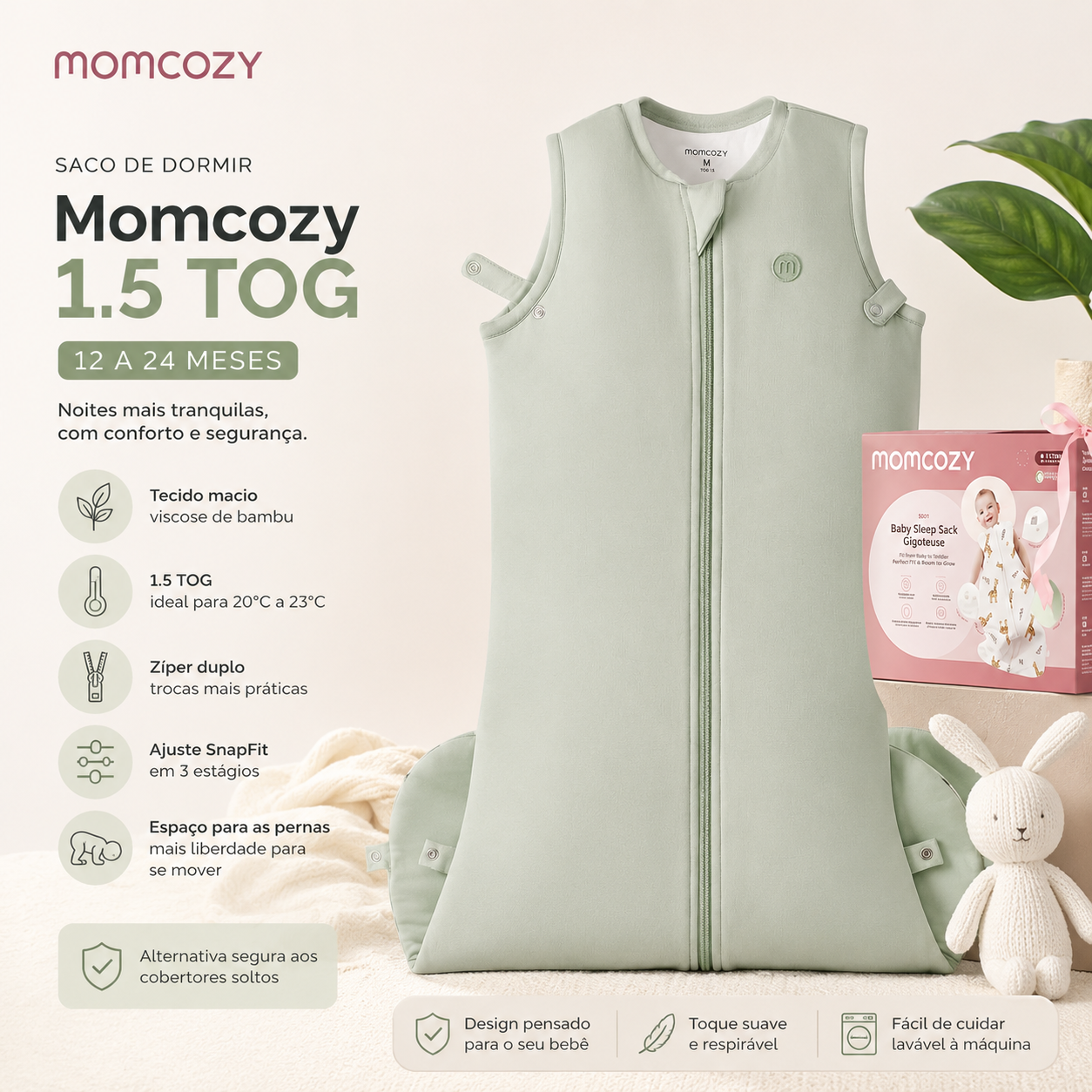 Saco de Dormir Momcozy 1.5 TOG – 12 a 24 meses
