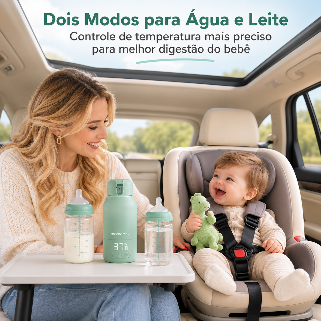 Momcozy Aquecedor Portátil de Mamadeiras para Viagem – 2 Modos de Aquecimento, 500ml, Bateria de Longa Duração