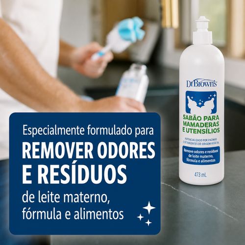 Dr. Brown's Sabão para Mamadeiras e Utensílios de Bebê – Derivado de Plantas, Sem Fragrância, 473ml