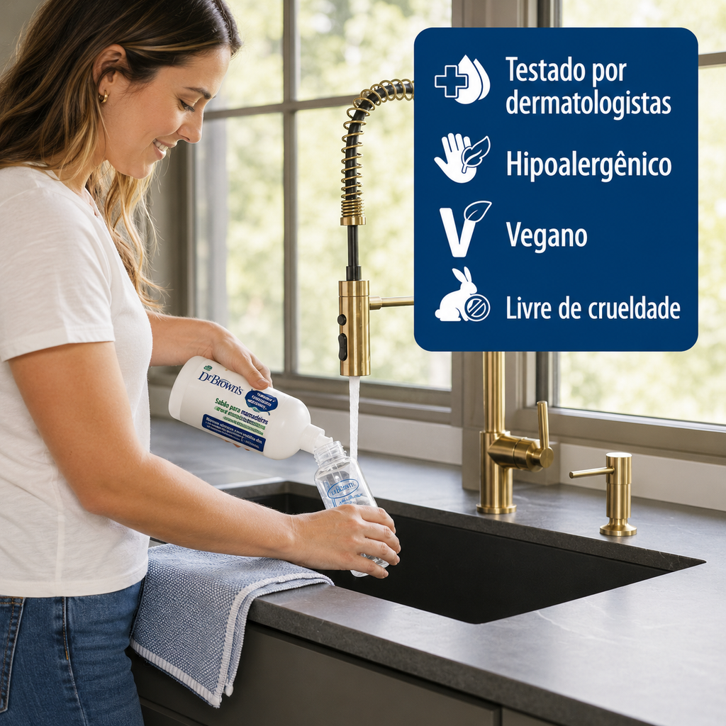 Dr. Brown's Sabão para Mamadeiras e Utensílios de Bebê – Derivado de Plantas, Sem Fragrância, 473ml