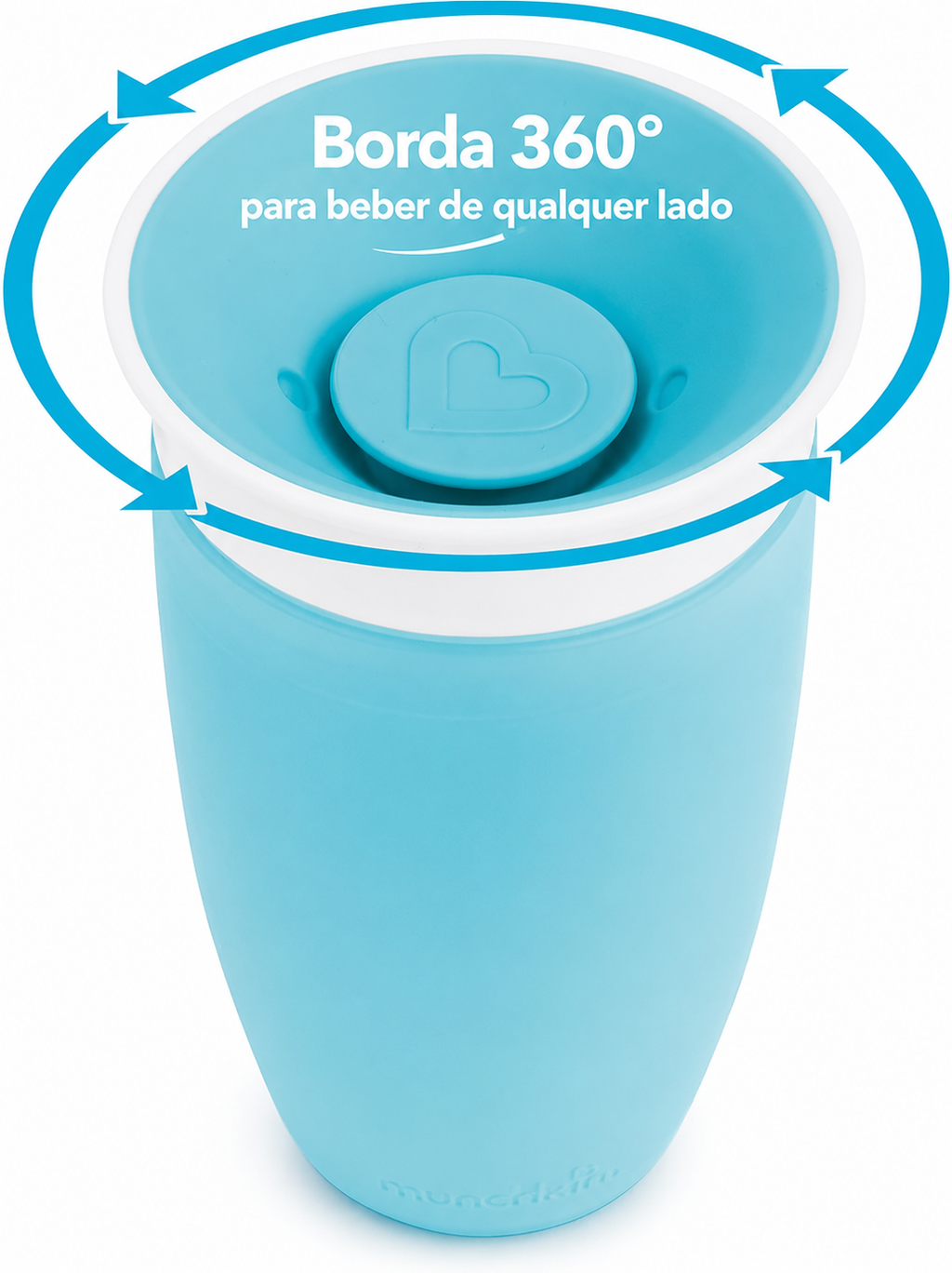 Munchkin Copo de Transição Miracle 360° Antirespingos – Sem Bico, 296ml, Kit com 2, Verde/Azul, +12 Meses