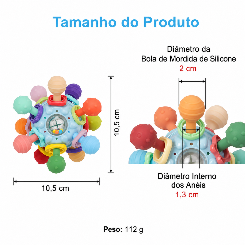 TOHIBEE Mordedor Sensorial Montessori para Bebês 0-12 Meses – Chocalho, Texturas Variadas e Estimulação Multissensorial