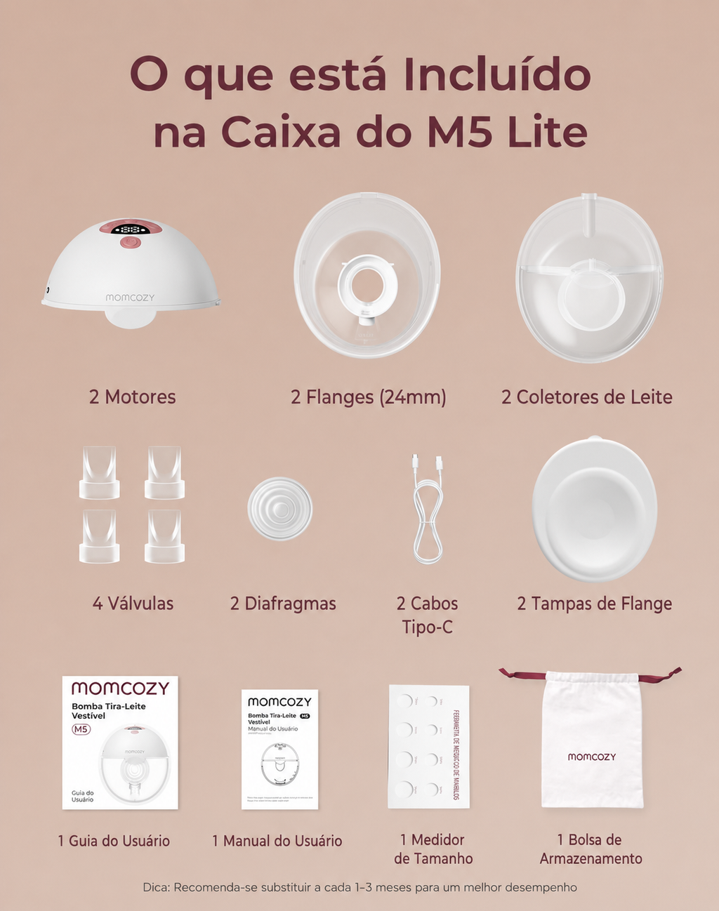 Bomba de Leite Elétrica Portátil Momcozy M5 Lite