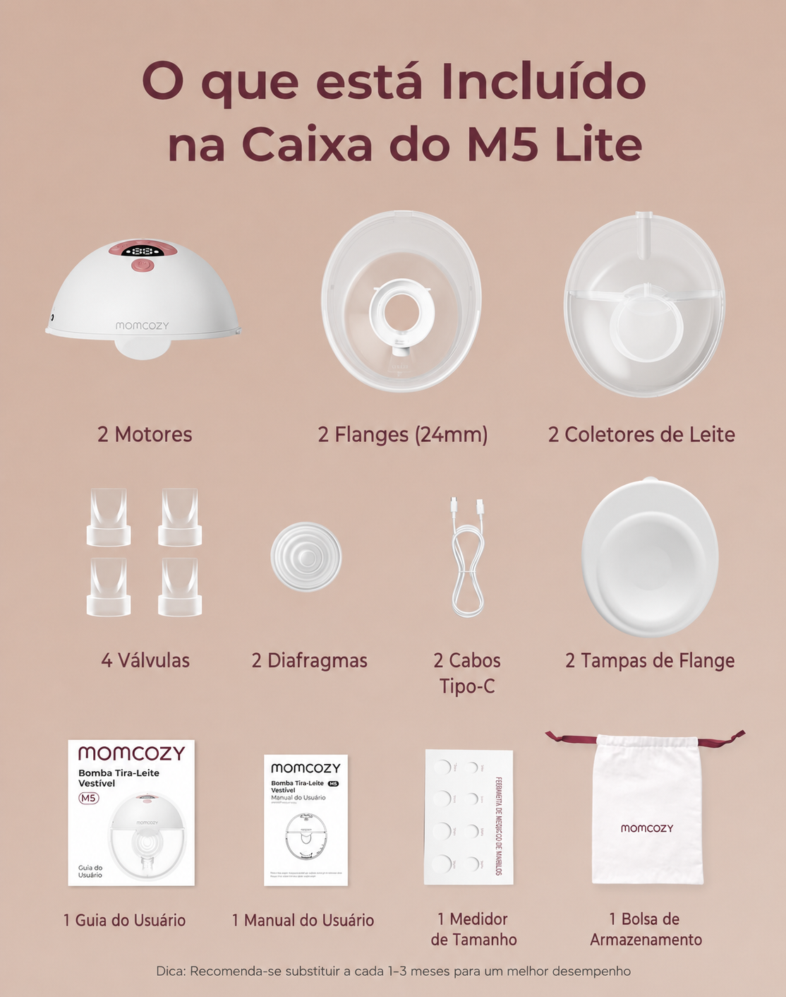 Bomba de Leite Elétrica Portátil Momcozy M5 Lite