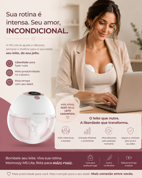Bomba de Leite Elétrica Portátil Momcozy M5 Lite