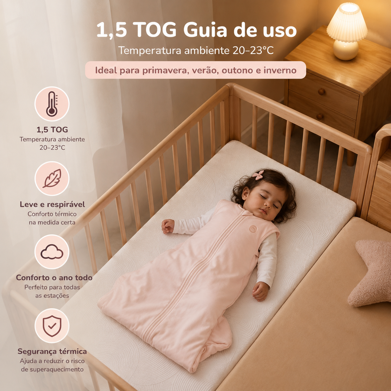 Saco de Dormir Momcozy 1.5 TOG – 6 a 12 meses