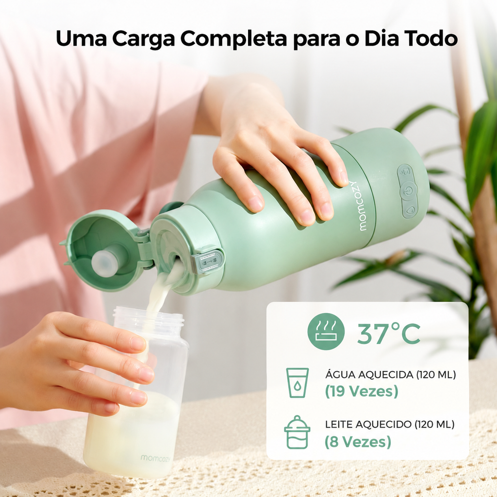 Momcozy Aquecedor Portátil de Mamadeiras para Viagem – 2 Modos de Aquecimento, 500ml, Bateria de Longa Duração