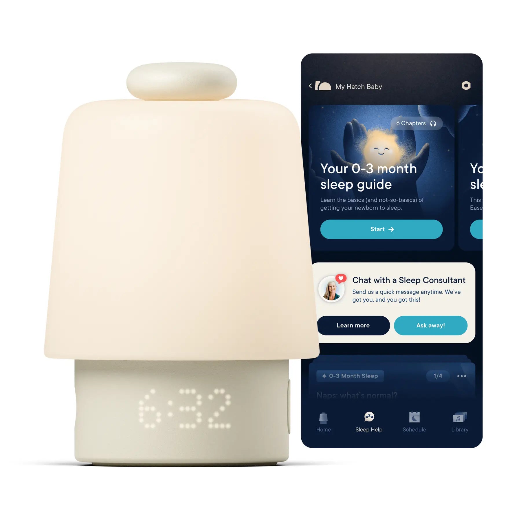 Hatch Sound Machine - Ruído branco, Luz Noturna e Assistência para o Sono do Bebê